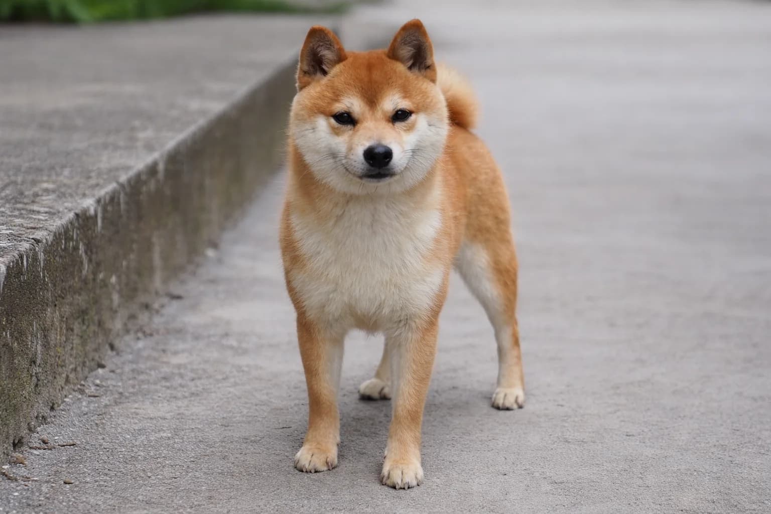 Chiot mameshiba calme pendant ses premières découvertes